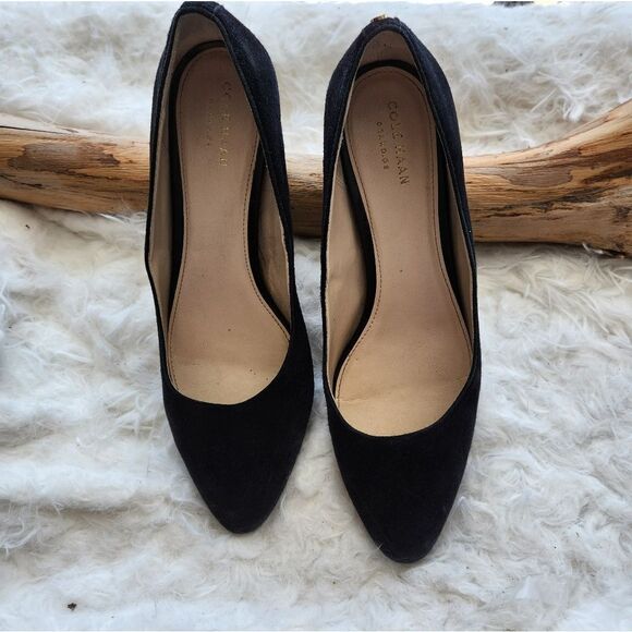Cole haan black suede block heel pumps 8.5B - Picture 6 of 11